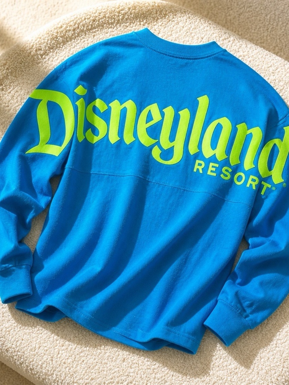 Disney Blue Long Sleeve Tee with Lime Green 'Disneyland Resort' Graphic